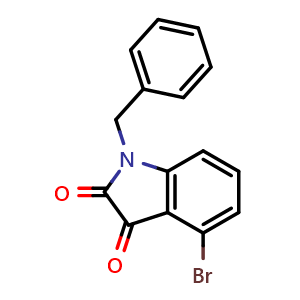 Chemical structure of 1-benzyl-4-bromoindoline-2,3-dione , CAS 1020972-38-6, AChemBlock AD270502