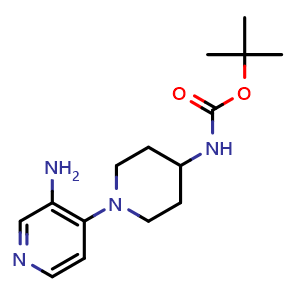 Chemical structure of tert-Butyl N-(1-(3-aminopyridin-4-yl)piperidin-4-yl)carbamate , CAS 1023299-00-4, AChemBlock AD270506