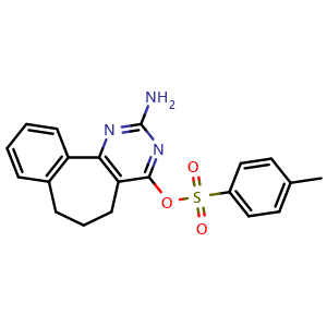 Chemical structure of 4-Amino-3,5-diazatricyclo[9.4.0.0,{2,7}]pentadeca-1(11),2(7),3,5,12,14-hexaen-6-yl 4-methylbenzene-1-sulfonate , CAS 1027332-70-2, AChemBlock AD270507