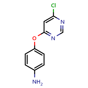 Chemical structure of 4-[(6-chloropyrimidin-4-yl)oxy]aniline , CAS 105130-28-7, AChemBlock AD270520