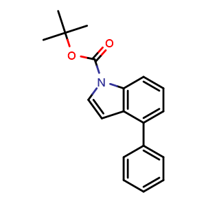 Chemical structure of tert-Butyl 4-phenyl-1H-indole-1-carboxylate , CAS 1070981-40-6, AChemBlock AD270526