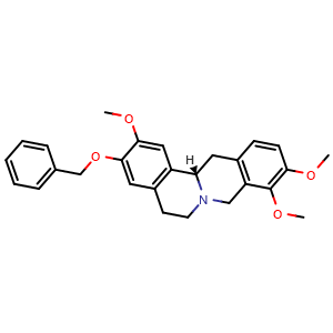 Chemical structure of (S)-3-(benzyloxy)-2,9,10-trimethoxy-5,8,13,13a-tetrahydro-6H-isoquinolino[3,2-a]isoquinoline , CAS 107538-88-5, AChemBlock AD270528