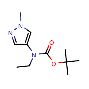 Chemical structure of tert-Butyl N-ethyl-N-(1-methyl-1H-pyrazol-4-yl)carbamate , CAS 1084341-54-7, AChemBlock AD270534