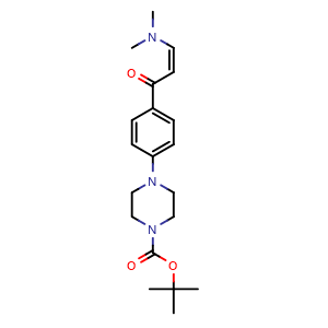Chemical structure of tert-butyl 4-(4-[(2Z)-3-(dimethylamino)prop-2-enoyl]phenyl)piperazine-1-carboxylate , CAS 1092481-45-2, AChemBlock AD270538