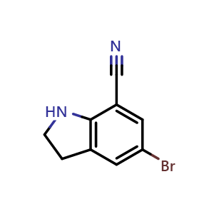 Chemical structure of 5-bromoindoline-7-carbonitrile , CAS 1096141-53-5, AChemBlock AD270540