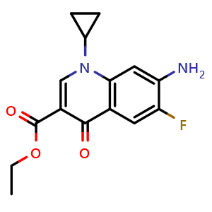 Chemical structure of Ethyl 7-amino-1-cyclopropyl-6-fluoro-4-oxo-1,4-dihydroquinoline-3-carboxylate , CAS 110600-98-1, AChemBlock AD270545
