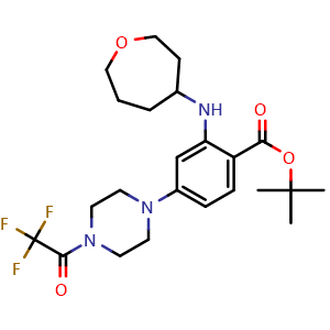 Chemical structure of tert-Butyl 2-[(oxepan-4-yl)amino]-4-(4-(trifluoroacetyl)piperazin-1-yl)benzoate , CAS 1108745-91-0, AChemBlock AD270546