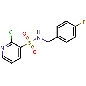 Chemical structure of 2-Chloro-N-[(4-fluorophenyl)methyl]pyridine-3-sulfonamide , CAS 1154322-26-5, AChemBlock AD270577