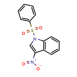 Chemical structure of 1-(benzenesulfonyl)-3-nitro-1H-indole , CAS 116325-19-0, AChemBlock AD270594