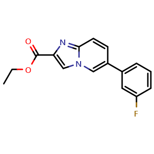 Chemical structure of ethyl 6-(3-fluorophenyl)imidazo[1,2-a]pyridine-2-carboxylate , CAS 1172362-03-6, AChemBlock AD270595