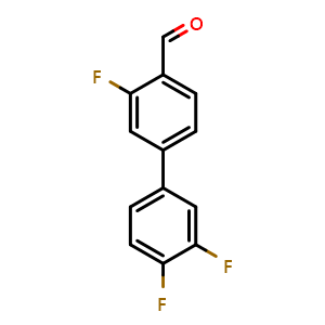 Chemical structure of 3,3',4'-trifluoro-[1,1'-biphenyl]-4-carbaldehyde , CAS 1183895-06-8, AChemBlock AD270605