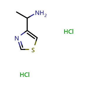 Chemical structure of 1-(thiazol-4-yl)ethan-1-amine dihydrochloride , CAS 1189878-73-6, AChemBlock AD270606