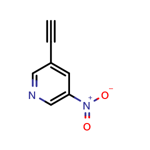 Chemical structure of 3-Ethynyl-5-nitropyridine , CAS 1211578-08-3, AChemBlock AD270626