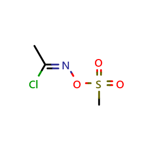 Chemical structure of (Z)-(1-chloroethylidene)amino methanesulfonate , CAS 1228558-17-5, AChemBlock AD270639