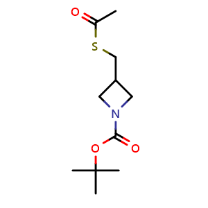 Chemical structure of tert-Butyl 3-[(acetylsulfanyl)methyl]azetidine-1-carboxylate , CAS 1236007-16-1, AChemBlock AD270645