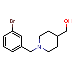 Chemical structure of (1-[(3-bromophenyl)methyl]piperidin-4-yl)methanol , CAS 1248684-56-1, AChemBlock AD270655