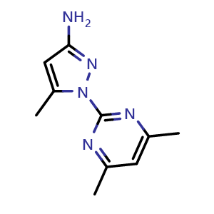 Chemical structure of 1-(4,6-dimethylpyrimidin-2-yl)-5-methyl-1H-pyrazol-3-amine , CAS 1249585-67-8, AChemBlock AD270657