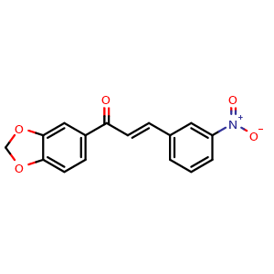 Chemical structure of (E)-1-(benzo[d][1,3]dioxol-5-yl)-3-(3-nitrophenyl)prop-2-en-1-one , CAS 1252015-02-3, AChemBlock AD270661