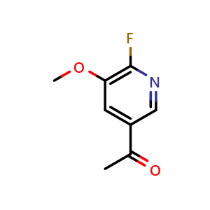 Chemical structure of 1-(6-fluoro-5-methoxypyridin-3-yl)ethan-1-one , CAS 1256836-07-3, AChemBlock AD270666