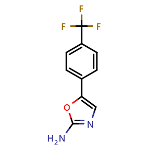Chemical structure of 5-(4-(trifluoromethyl)phenyl)-1,3-oxazol-2-amine , CAS 1260836-52-9, AChemBlock AD270675
