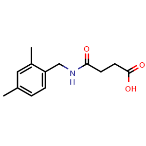 Chemical structure of 4-((2,4-dimethylbenzyl)amino)-4-oxobutanoic acid , CAS 1267115-08-1, AChemBlock AD270677