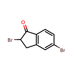 Chemical structure of 2,5-dibromo-2,3-dihydro-1H-inden-1-one , CAS 127425-72-3, AChemBlock AD270681