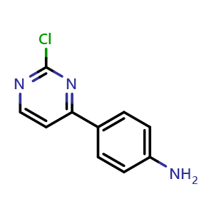 Chemical structure of 4-(2-Chloropyrimidin-4-yl)aniline , CAS 1292318-07-0, AChemBlock AD270687