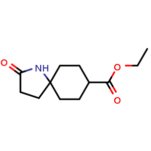 Chemical structure of ethyl 2-oxo-1-azaspiro[4.5]decane-8-carboxylate , CAS 1310478-81-9, AChemBlock AD270694