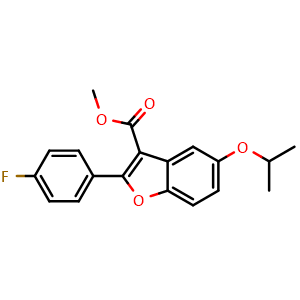 Chemical structure of methyl 2-(4-fluorophenyl)-5-isopropoxybenzofuran-3-carboxylate , CAS 1331942-87-0, AChemBlock AD270699