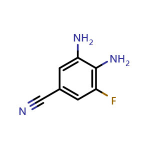 Chemical structure of 3,4-diamino-5-fluorobenzonitrile , CAS 1334331-30-4, AChemBlock AD270702