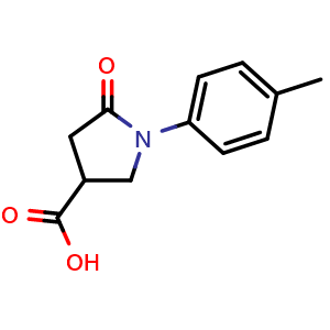 Chemical structure of 1-(4-methylphenyl)-5-oxopyrrolidine-3-carboxylic acid , CAS 133747-57-6, AChemBlock AD270705