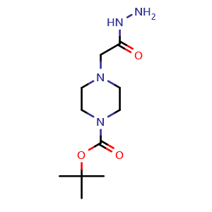 Chemical structure of tert-butyl 4-(2-hydrazineyl-2-oxoethyl)piperazine-1-carboxylate , CAS 1338673-52-1, AChemBlock AD270707