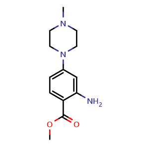 Chemical structure of methyl 2-amino-4-(4-methylpiperazin-1-yl)benzoate , CAS 1352880-12-6, AChemBlock AD270719