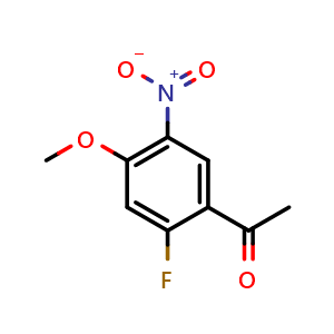 Chemical structure of 1-(2-fluoro-4-methoxy-5-nitrophenyl)ethan-1-one , CAS 1414877-12-5, AChemBlock AD270744