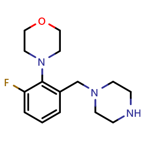 Chemical structure of 4-(2-fluoro-6-[(piperazin-1-yl)methyl]phenyl)morpholine , CAS 1446818-62-7, AChemBlock AD270769