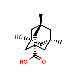 Chemical structure of (1s,3S,5R,7S)-3-hydroxy-5,7-dimethyladamantane-1-carboxylic acid , CAS 14575-03-2, AChemBlock AD270773