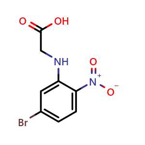 Chemical structure of 2-[(5-bromo-2-nitrophenyl)amino]acetic acid , CAS 1489733-53-0, AChemBlock AD270783