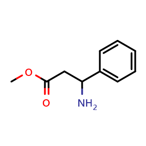 Chemical structure of methyl 3-amino-3-phenylpropanoate , CAS 14898-52-3, AChemBlock AD270784
