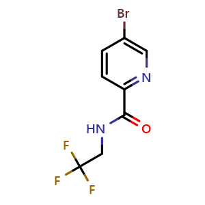 Chemical structure of 5-bromo-N-(2,2,2-trifluoroethyl)pyridine-2-carboxamide , CAS 1496144-72-9, AChemBlock AD270787