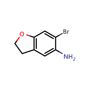 Chemical structure of 6-bromo-2,3-dihydro-1-benzofuran-5-amine , CAS 1537255-35-8, AChemBlock AD270806