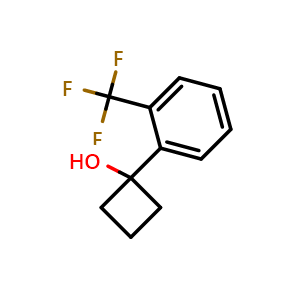 Chemical structure of 1-(2-(trifluoromethyl)phenyl)cyclobutan-1-ol , CAS 1541608-65-4, AChemBlock AD270810