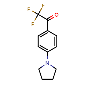 Chemical structure of 2,2,2-trifluoro-1-(4-(pyrrolidin-1-yl)phenyl)ethan-1-one , CAS 1555136-59-8, AChemBlock AD270818