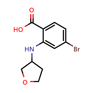 Chemical structure of 4-bromo-2-[(oxolan-3-yl)amino]benzoic acid , CAS 1603376-35-7, AChemBlock AD270836