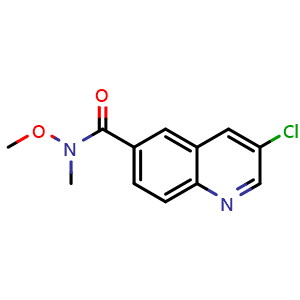 Chemical structure of 3-chloro-N-methoxy-N-methylquinoline-6-carboxamide , CAS 1635407-47-4, AChemBlock AD270848