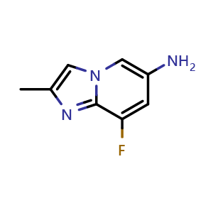 Chemical structure of 8-fluoro-2-methylimidazo[1,2-a]pyridin-6-amine , CAS 1643412-36-5, AChemBlock AD270855