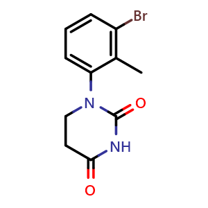 Chemical structure of 1-(3-bromo-2-methylphenyl)dihydropyrimidine-2,4(1H,3H)-dione , CAS 1696373-80-4, AChemBlock AD270866