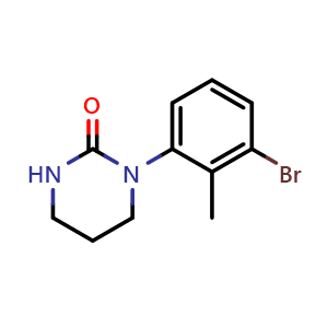 Chemical structure of 1-(3-bromo-2-methylphenyl)-1,3-diazinan-2-one , CAS 1698402-96-8, AChemBlock AD270867