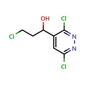 Chemical structure of 3-chloro-1-(3,6-dichloropyridazin-4-yl)propan-1-ol , CAS 1709904-81-3, AChemBlock AD270871