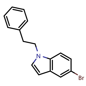 Chemical structure of 5-bromo-1-(2-phenylethyl)-1H-indole , CAS 1711990-28-1, AChemBlock AD270872