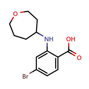 Chemical structure of 4-Bromo-2-[(oxepan-4-yl)amino]benzoic acid , CAS 1713010-86-6, AChemBlock AD270873